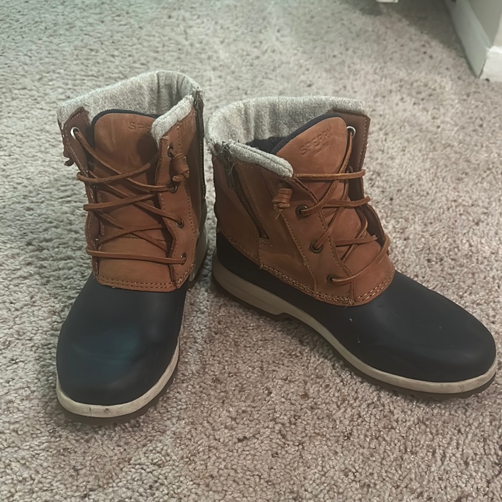 Sperry Brown and Blue Boots with Lace-Up Closure